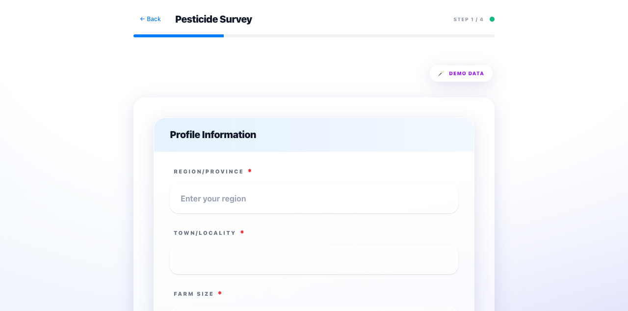 Survey question screen