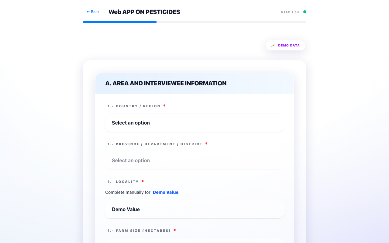 Survey with demo data filled
